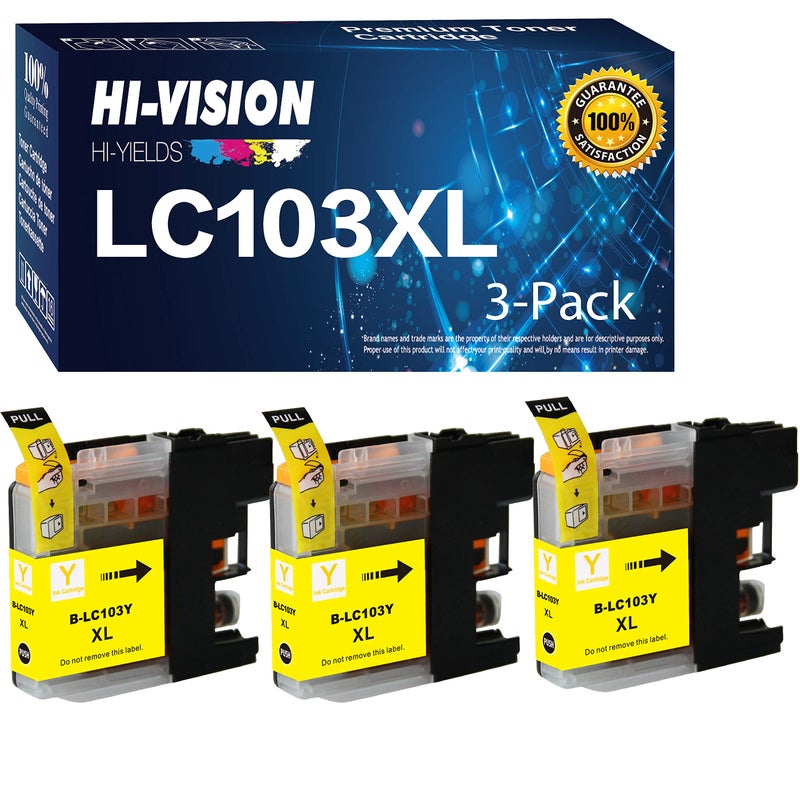 HI-VISION HI-YIELDS Compatible Ink Cartridge Replacement for LC-103 LC103 XL, Yellow, 3 Pack - Image 1